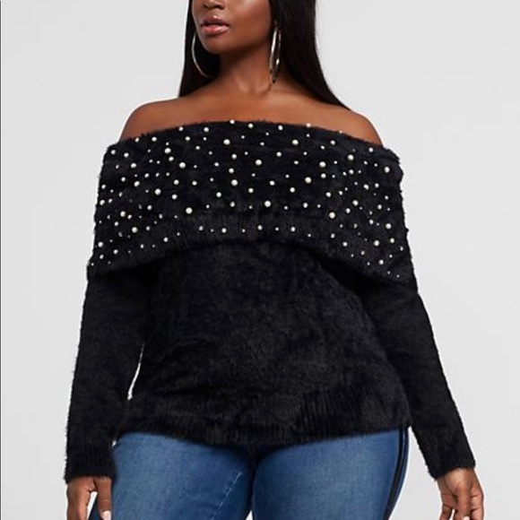 Off the shoulder embellished sweater. NWT sz 2 - Picture 2 of 4